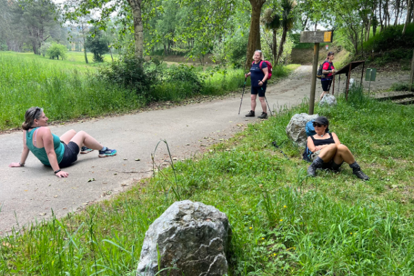 enjoying a break on the camino ingles