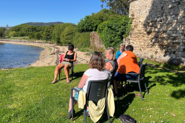 relaxing at our hotel in Neda, Camino Ingles
